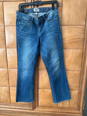 PAIGE Blue Cropped Straight-Leg Jeans